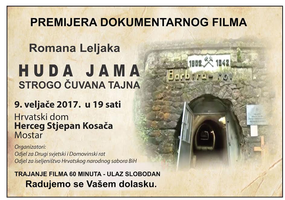 NAJAVA: Dokumentarni film „Huda jama – strogo čuvana tajna“ u Mostaru